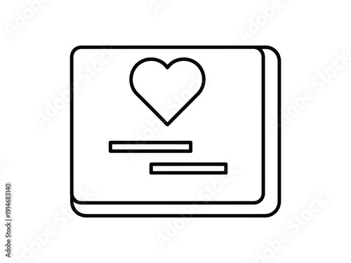 Free Download Outline of a heart icon on a stylized card or message, symbolizing love, affection, or feedback in a clean, modern graphic - GFXLoad
