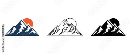 Minimalist mountain nature travel landscape logo icon vector illustration design