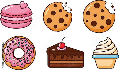 Assorted Sweet Desserts and Pastries.