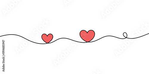 Hand drawn continuous heart line icon, Valentines Day special love symbol drawing, doodle heart shape with single line style, romantic minimal design, clean vector illustration isolated.