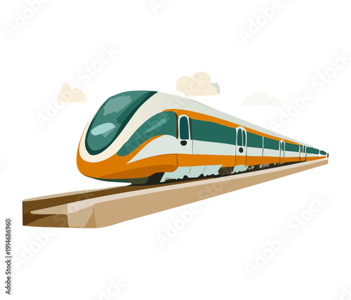 Modern high speed passenger train traveling on the tracks for efficient and rapid transit in the national rail transportation