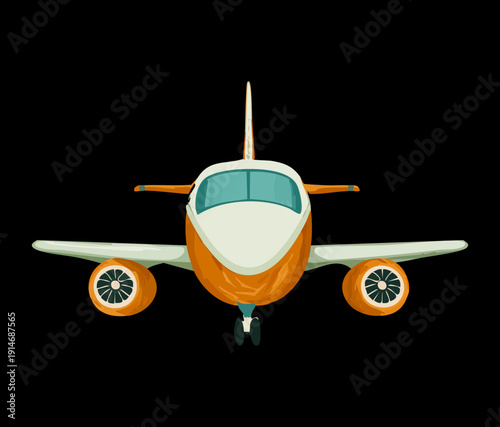 Modern passenger aircraft front perspective for international travel and efficient global logistics in the air travel transportation industry