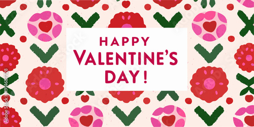 A vibrant valentine s day pattern with hearts hugs and kisses