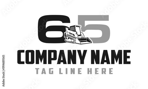 Number 65 Skid steer loader logo vector 