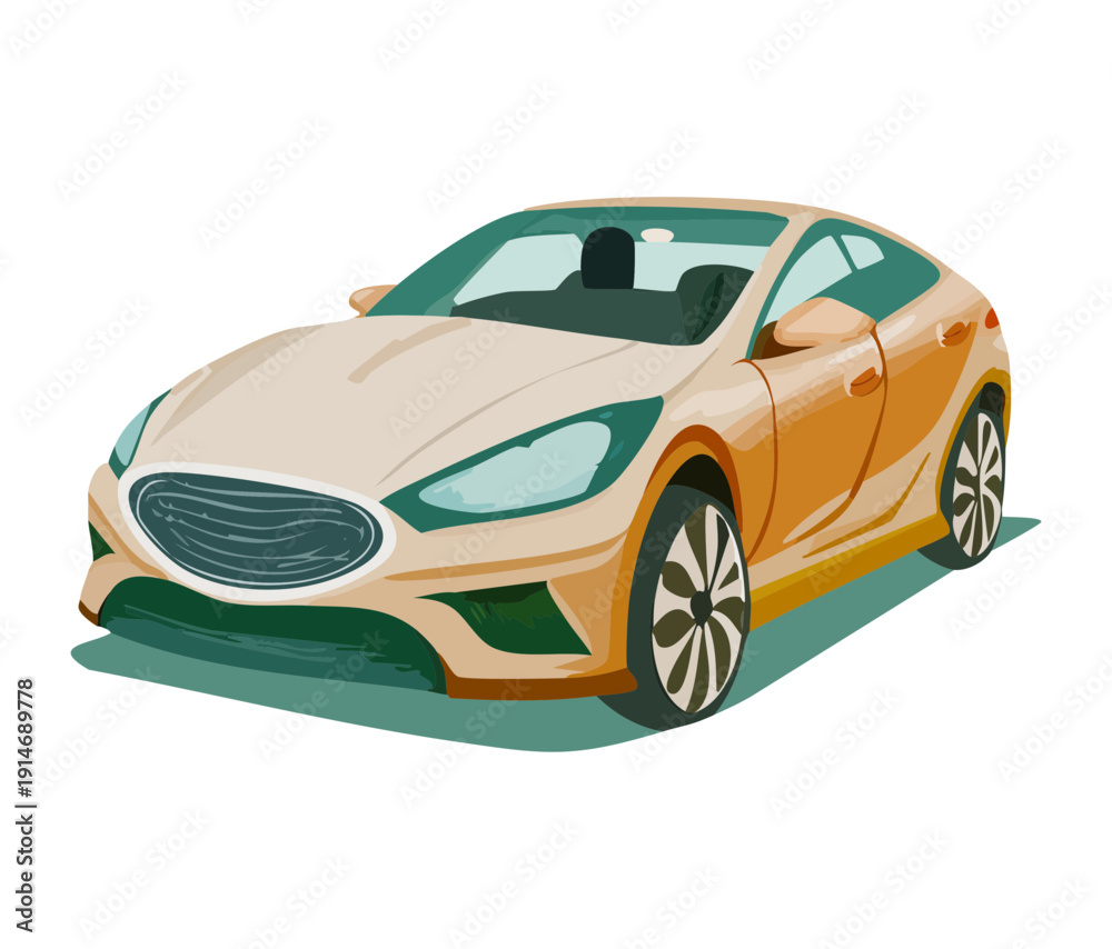 Fototapeta premium Modern electric sedan car with futuristic design and smooth lines for sustainable urban commuting and green transportation