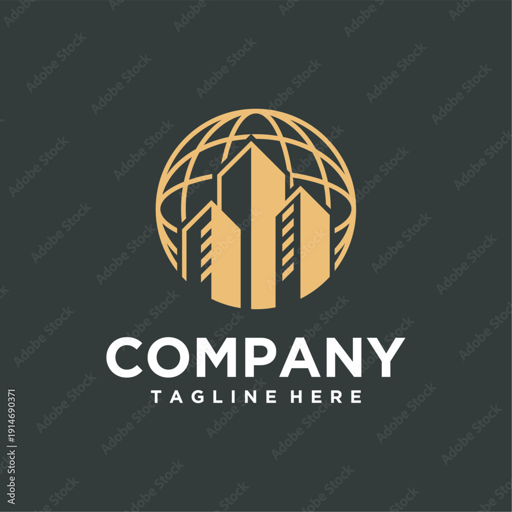 Fototapeta premium building logo design with tower, house, and building