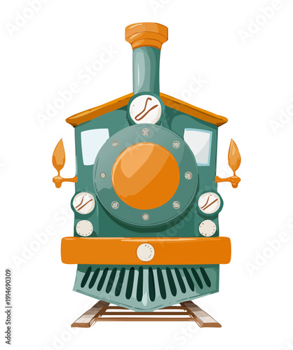 Industrial steam train locomotive with intricate details for historical transport education and vintage rail travel transportation
