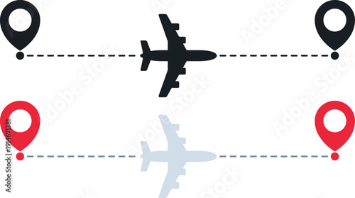 Creative aviation symbol featuring airplane and unique flight route vector