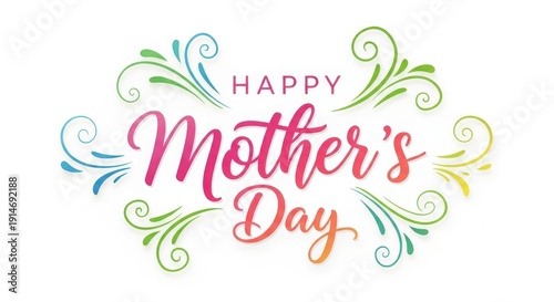 Happy mother's day greeting card with colorful floral design elements