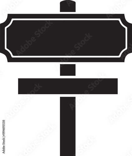 Crossroads sign with two perpendicular planks on tall vertical post template mockup