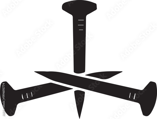 Three nails silhouette vector illustration, religious symbol of crucifixion, christianity