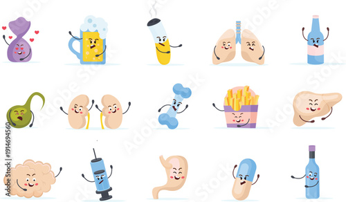 Anatomical organs collection for science biology and health design vector