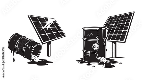 Solar Panel And Battery Array Illustration Representing Renewable Energy Infrastructure, Clean Power Deployment, Utility-Scale Photovoltaic Investment And Sustainable Asset Management