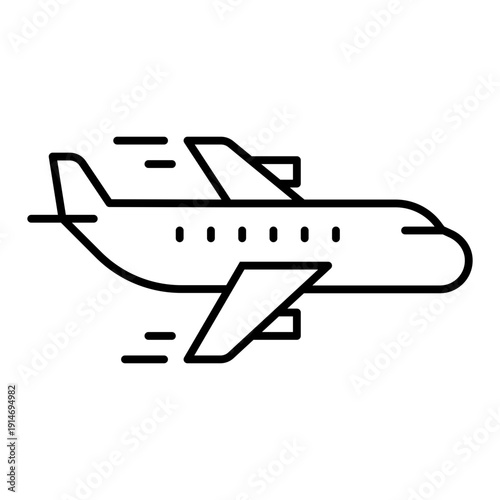 Airplane Flying Line Icon