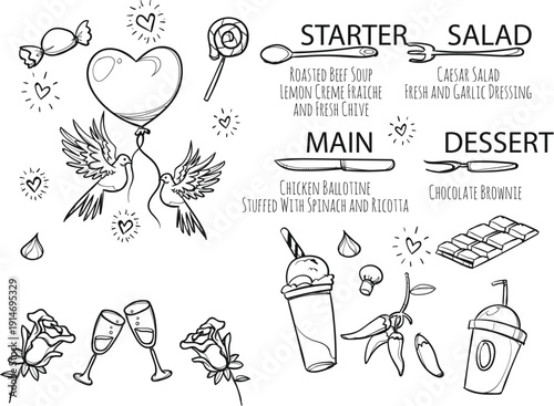 Vintage style wedding rings and champagne glasses sketch illustration vector