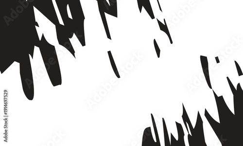 Abstract black and white image with jagged shapes and bold lines