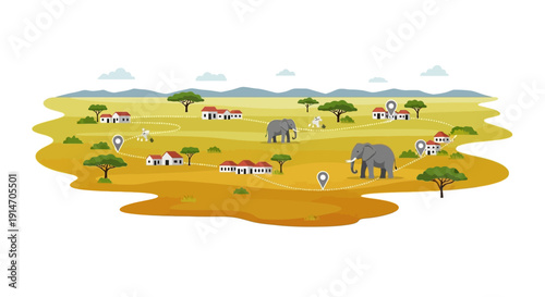 Vector illustration of a wildlife conservation concept with animals and trees on a globe for World Wildlife Day, promoting nature and conservation.