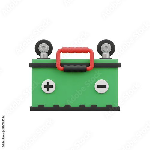 Modern 3D Green Battery with Central Handle 