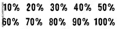 set scratch handdrawn percent number vector for edgy retail promos. Ideal for punk sale posters, urban discount layouts, and rough market graphics. Symbolizes chaotic deals and raw price cuts.