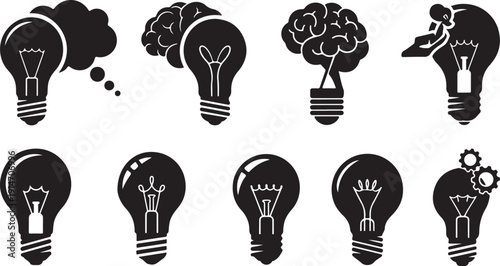 Creative Ideas and Innovation Concepts with Light Bulbs Symbols