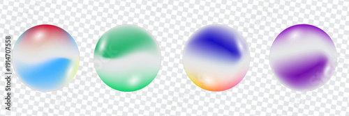 A collection of colorful balls, beautiful shiny glass multicolored spheres set, 3d vector illustration.