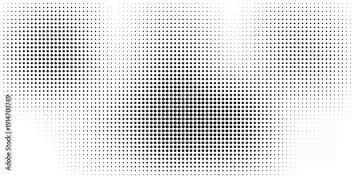 Dotted halftone gradient texture. Vanishing polka dot background. Repeating dots gradation pattern background. Black fading comic pop art overlay backdrop. Raster effect wallpaper. Vector halftone