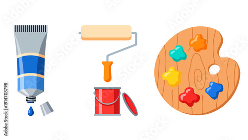 Colorful painting supplies