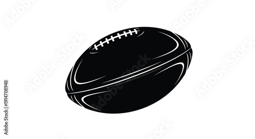 A black and white illustration of an american football on white