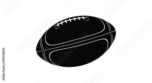 A black and white illustration of an american football on white