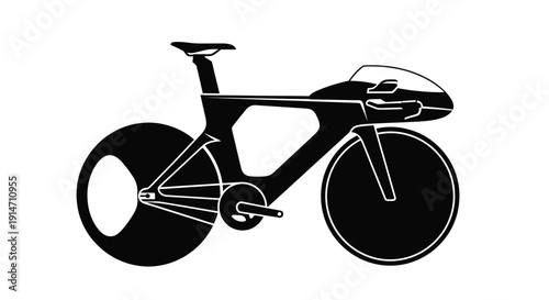 Black and white illustration of a time trial bicycle in profile view