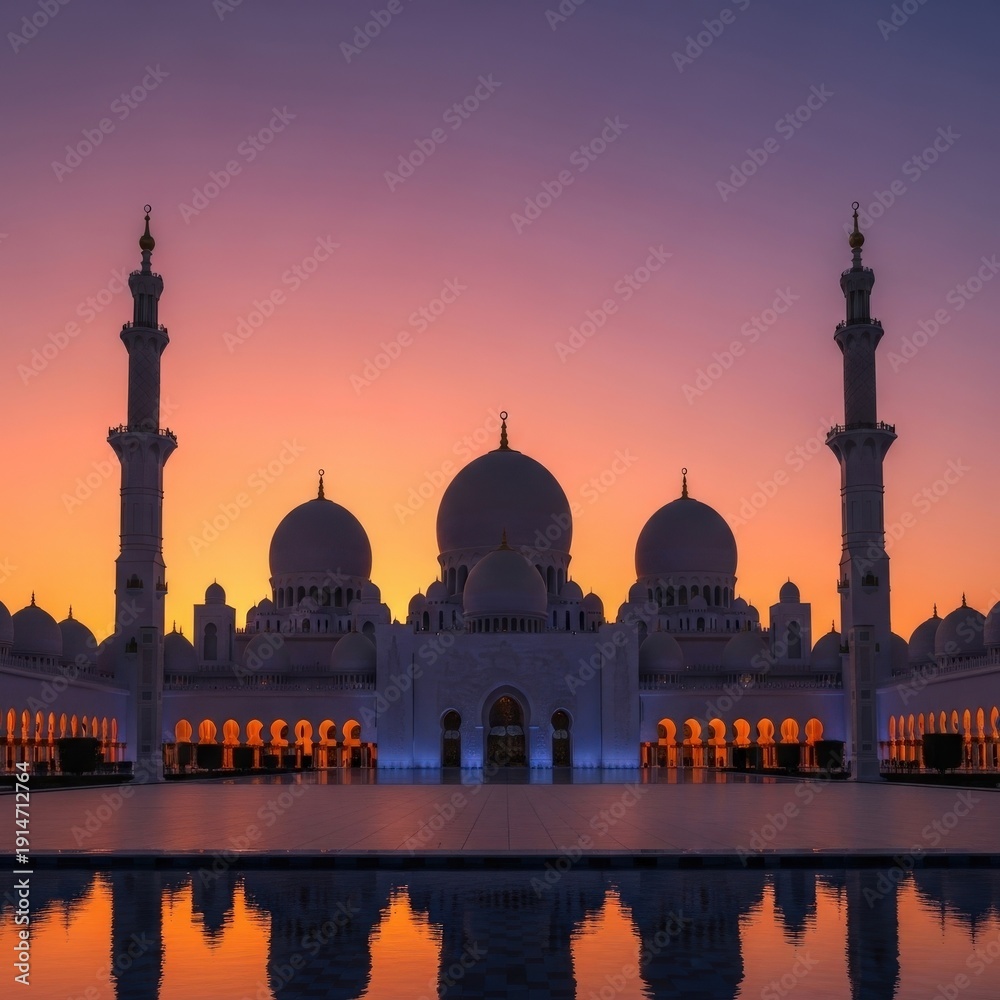 Fototapeta premium Mosque Silhouette at Sunset Reflection 5.
