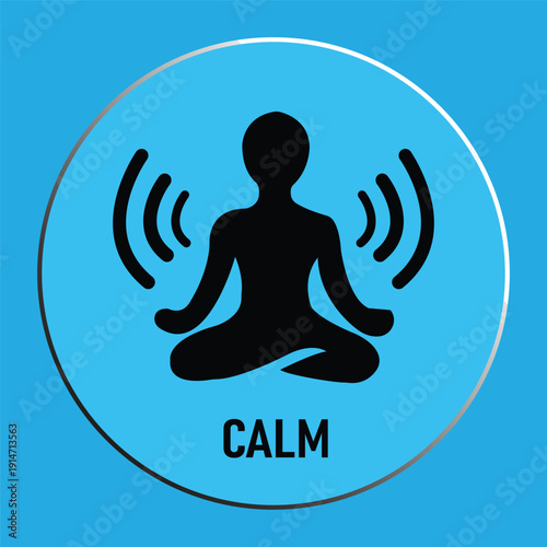 Meditation and Mental Health Awareness Concept: Silhouette of Human Figure in Yoga Pose with Zen Vibrations