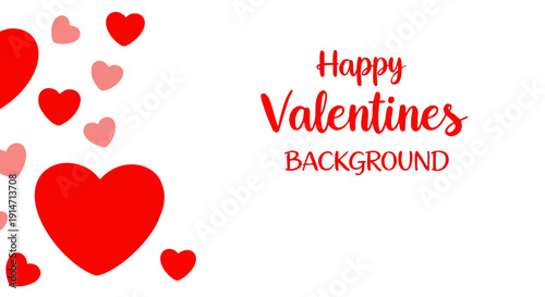 Romantic Vector Illustration of Red and Pink Hearts on a White Canvas, Perfect for Valentine's Day Celebrations and Love-Themed Designs