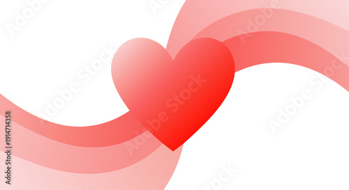 A vibrant red heart surrounded by elegant, flowing ribbons, symbolizing deep affection, passion, and romantic connection, perfect for expressing heartfelt emotions for special occasions