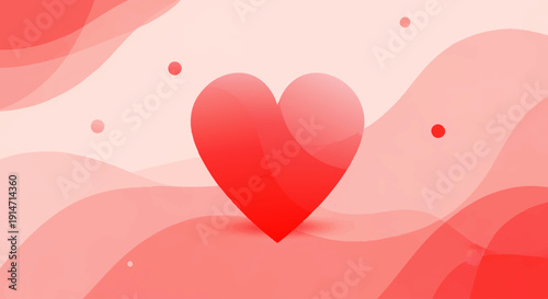 Vibrant red heart icon with flowing abstract shapes on a gradient pink background, symbolizing love, passion, and romance for celebrations