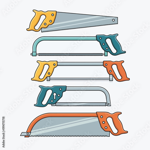 Set of Hacksaws with Colored Handles