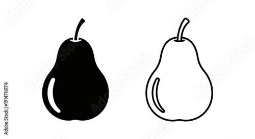 Two pears illustration, fruit drawing, minimalist pear art, simple pear sketch Vector