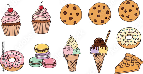 Assorted Sweet Treats and Desserts Collection.