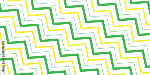 simple abstract nion, light nion and yellow colour diagonal zig zag line pattern on white background.