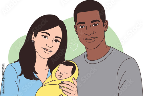 happy family with a newborn baby.