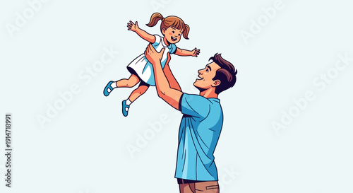 A man lifting a little girl.