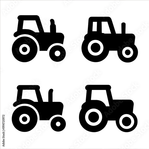 Vintage tractors on farm background with retro styled design elements