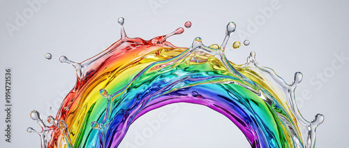 Beautiful Rainbow Splash of Transparent Liquid Abstract Concept