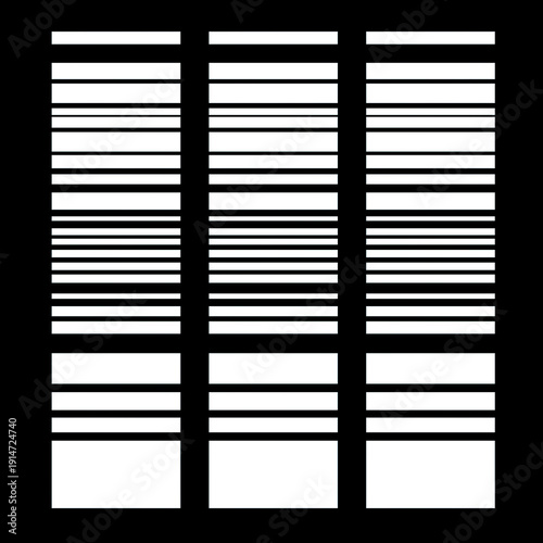 Abstract gobo light projection creating 3D window and blind shadows on a black background. Dramatic, high-contrast cinematic lighting effect for modern creative designs and overlays.