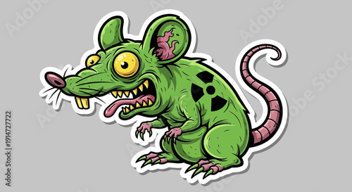 Cartoon Green Mouse Illustration.