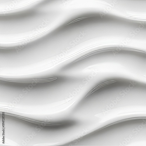 Smooth white liquid waves with glossy reflections