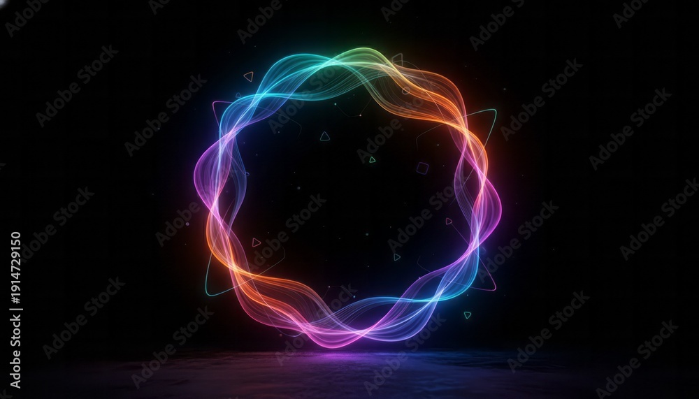 Naklejka premium Colorful Abstract Light Wave Circle. Concept featuring abstract, light, wave, circle, colorful.