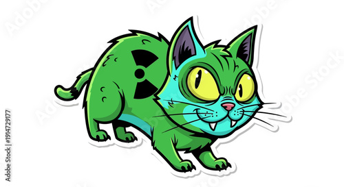 Radioactive Cartoon Green Cat.