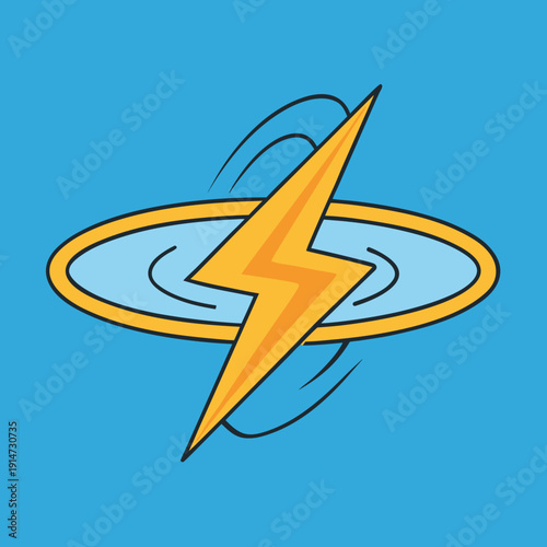 Vector lightning bolt icon with circle