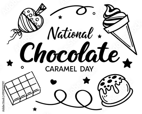 NATIONAL CHOCOLATE CARAMEL DAY vector illustration isolated on white background